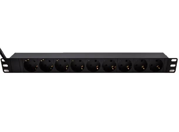 PROkabel 19"-1U Schuko panel-9 U/bryter 1U, uten bryter,16A, 3600W, 3m kabel