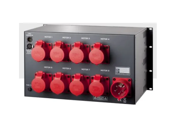 SRS MCBC 8-DV Hoist Control, 6U, CEE32A/5 in, 8 x CEE16/4 out