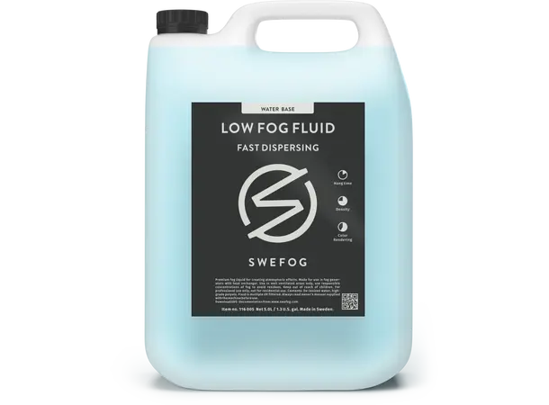 Swefog Low fog HD fluid, 5L short hang Vannbasert røykvæske, 10 second hang