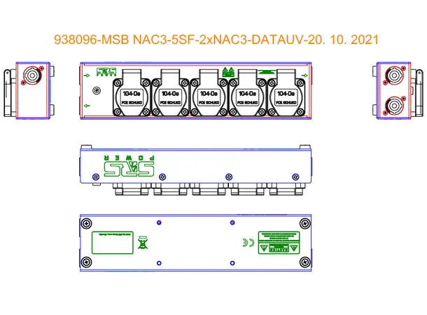 SRS MSB NAC3-5SC-2xNAC3 PowCon-Schuko 5xSchuko out (led ind)+2 NAC3 link