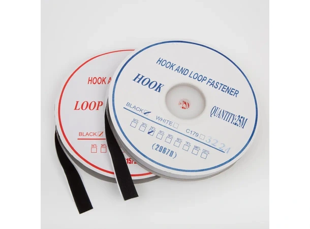 Le Mark Hook Tape på rull 25mm x 25m, Sort