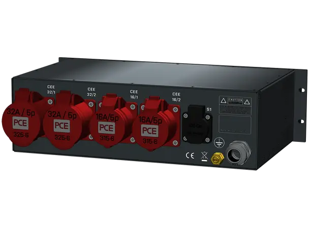 SRS PDU 63A RED-400V, fuses FRONT 63A-1,5m IN, 2x32/5,2x16/5,1xSchuko Out